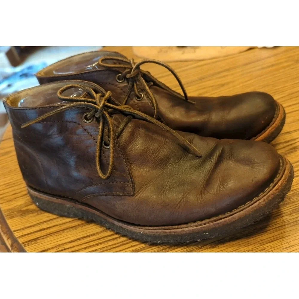 Men's Frye Lace Up Distressed Brown Leather Chukka Ankle Boots 8.5 D
